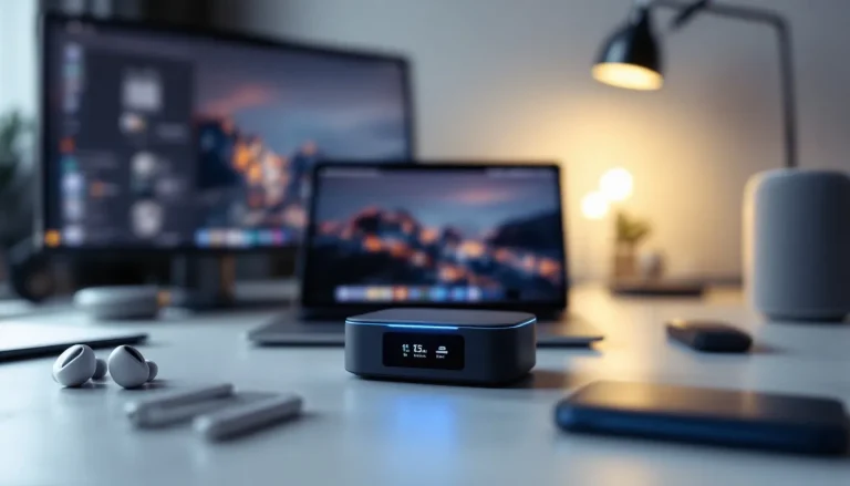 Freebox Pop entourée d'éléments technologiques modernes.