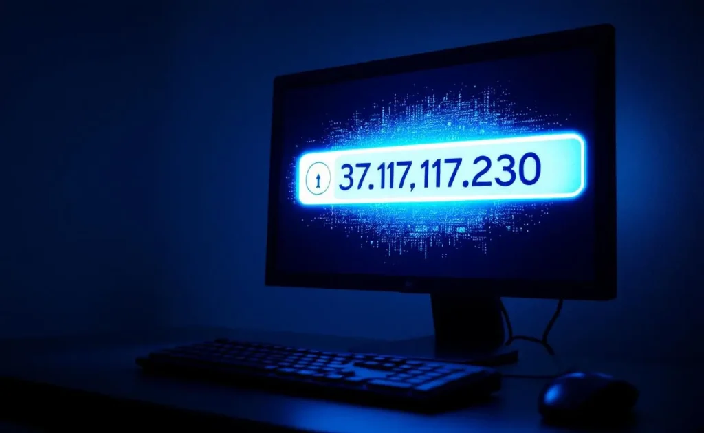 Une représentation d'une adresse IP scintillant dans l'obscurité.