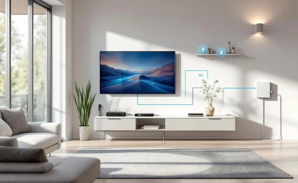 Configuration moderne d'un réseau informatique avec des connexions et des équipements technologiques.