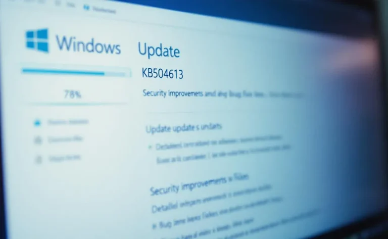 Mise à jour de Windows affichant une barre de progression et des indications sur le statut de l'installation.