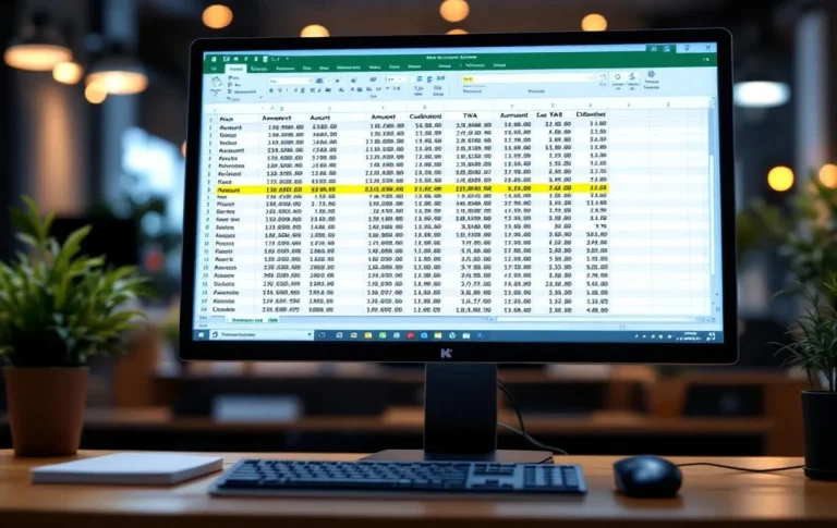 Feuille Excel présentant des calculs de TVA en surbrillance.